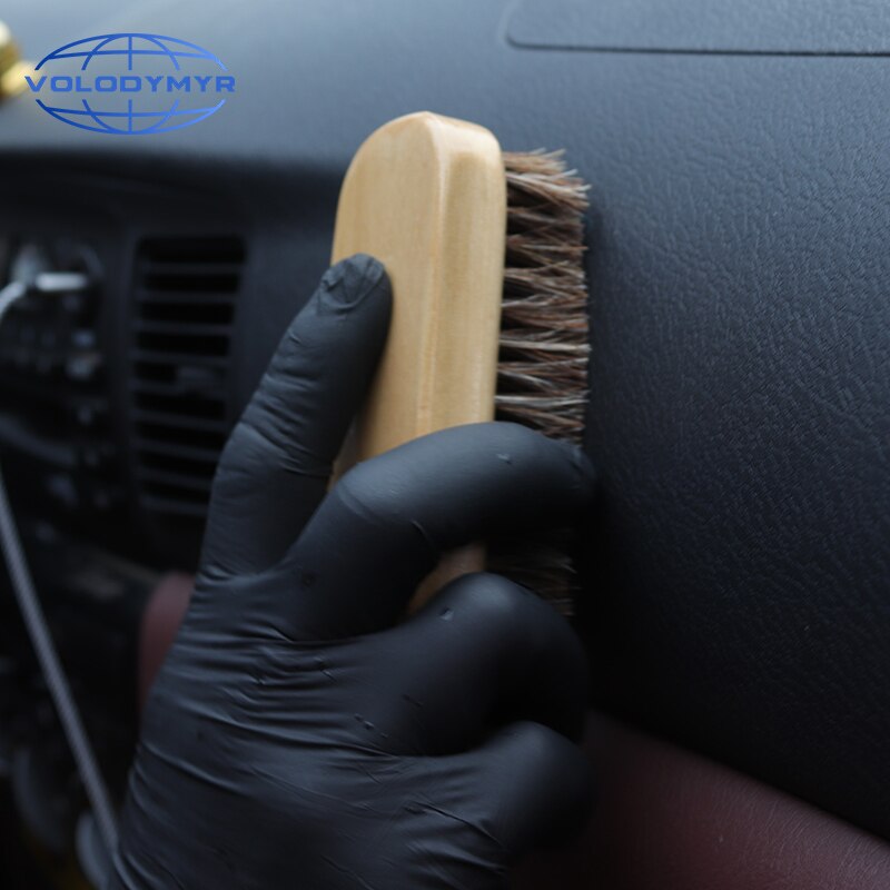 Car Wash Horsehair Wooden Brush Soft Detailing For Leather - Car Seats, Carpets, Roof lining and Leather Trims and Seats