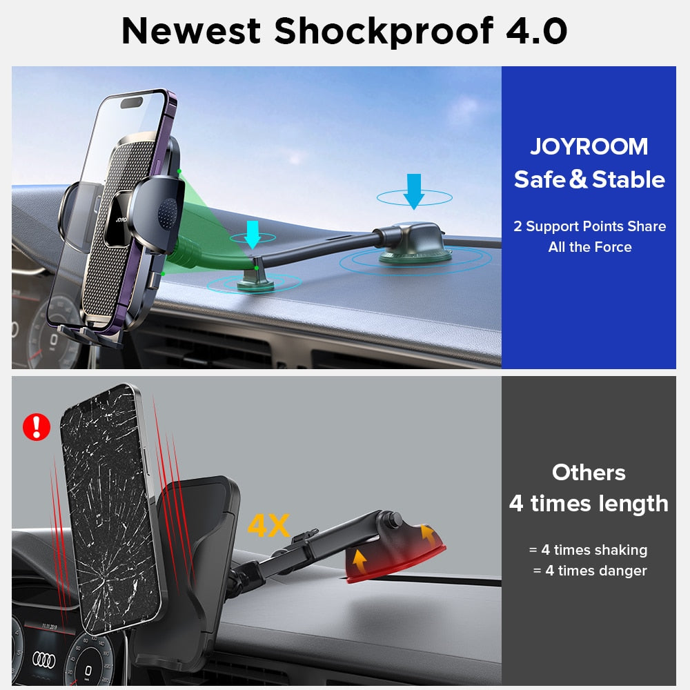 Dashboard Phone Holder for Car 360° Flexible Long Arm, Universal Handsfree - Windshield,