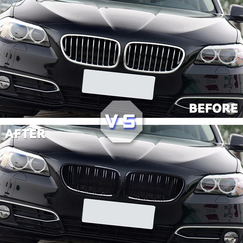 Car Gloss Black Carbon Style Kidney Grill Twin Bar Slat Grill M5 Look For BMW 5 Series F10 F11 F18 520d 530d 540i 2010-2017 Replacement Part