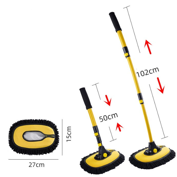 High Quality Telescopic Car Washing Brushes/ 2 in 1 Chenille Microfiber Car Wash Brush Mop Mitt with Aluminum Alloy Long Handle