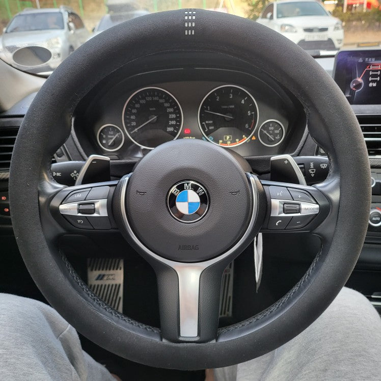 Universal Suede Leather Car Steering Wheel Cover - Anti-Slip, Durable 15inch/ 38cm Wheel Cover