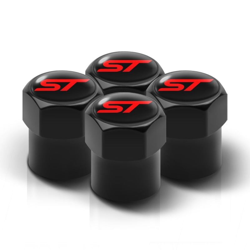 4Pcs Car Aluminium ST Badge Wheel Tire Valve Caps / Dust Caps