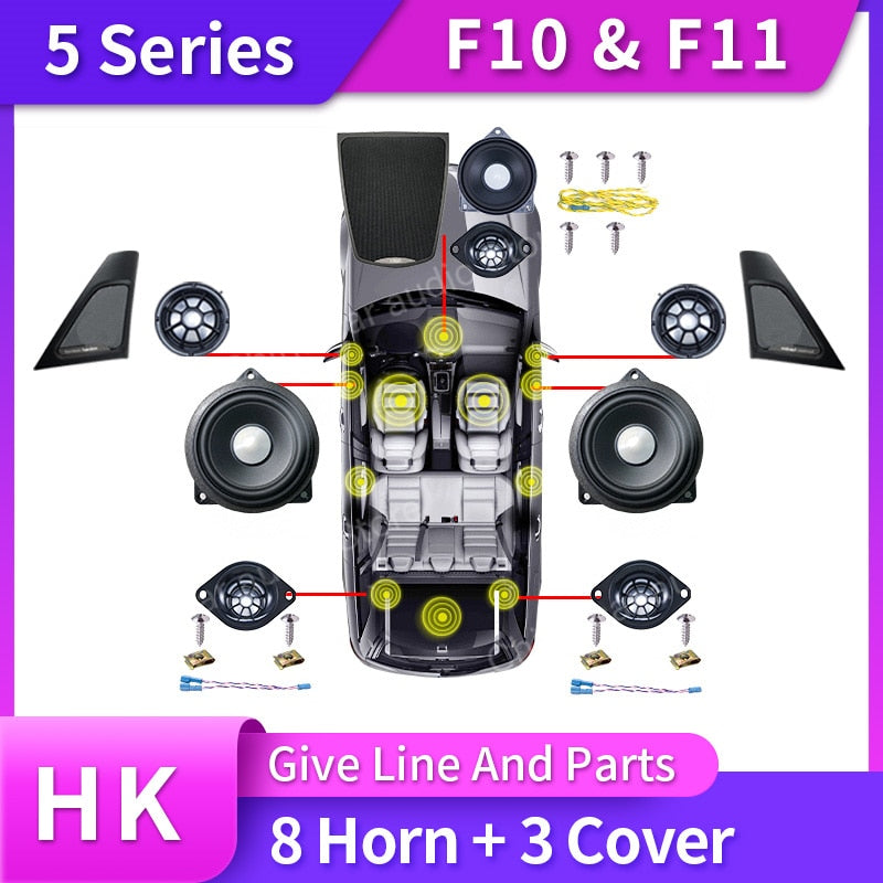 HK BMW F10 F11 5 Series High Quality Speaker Kits - Covers, Power Amplifier, Bass, Tweeter, Midrange Subwoofer, Speaker Kit