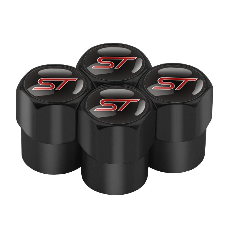 COLOURED 4PCS CAR ALUMINIUM ST BADGE WHEEL TIRE VALVE CAPS / DUST CAPS