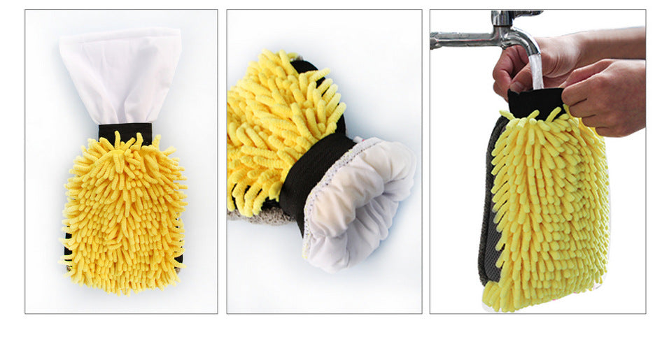 Car Washing Gloves Blue Yellow Orange Car Wash Microfiber Gloves