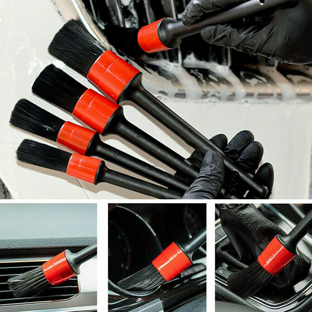 5 Piece Set of Car Detailing Brushes -  Automotive Detail Cleaning Brush Set
