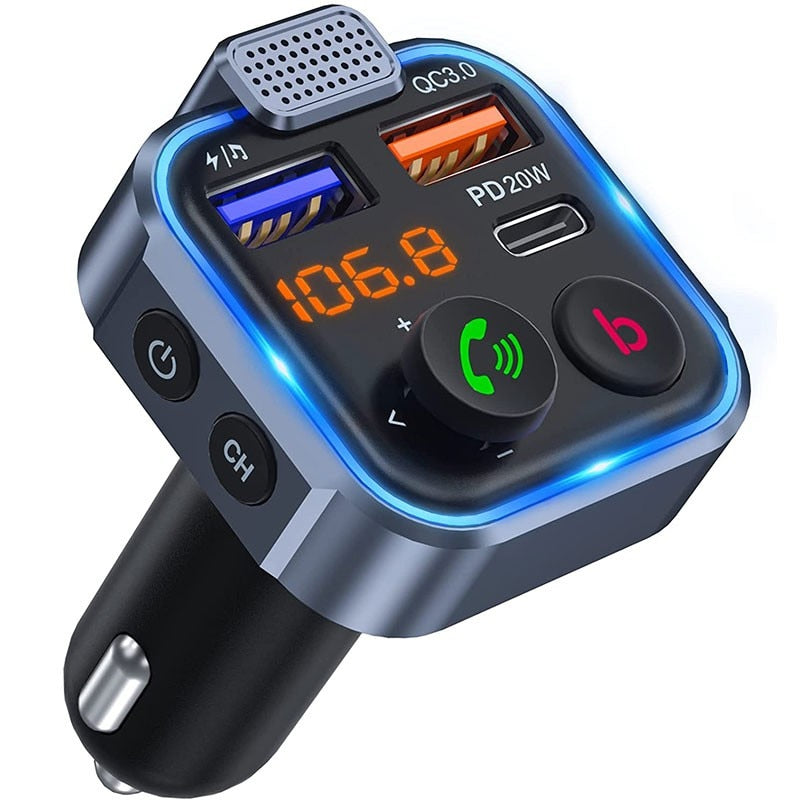 Bluetooth FM Transmitter for Car Adapter LENCENT BT23, Stronger Microphone & Bass Sound Bluetooth Radio Transmitter Car Adapter