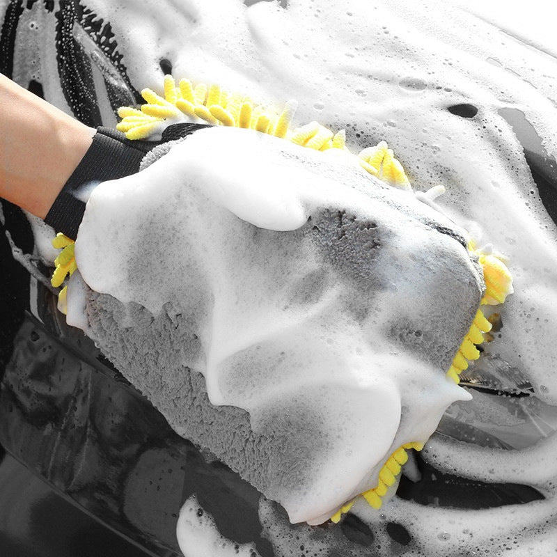 Premium Photo  Hand washing with microfiber glove with foam car